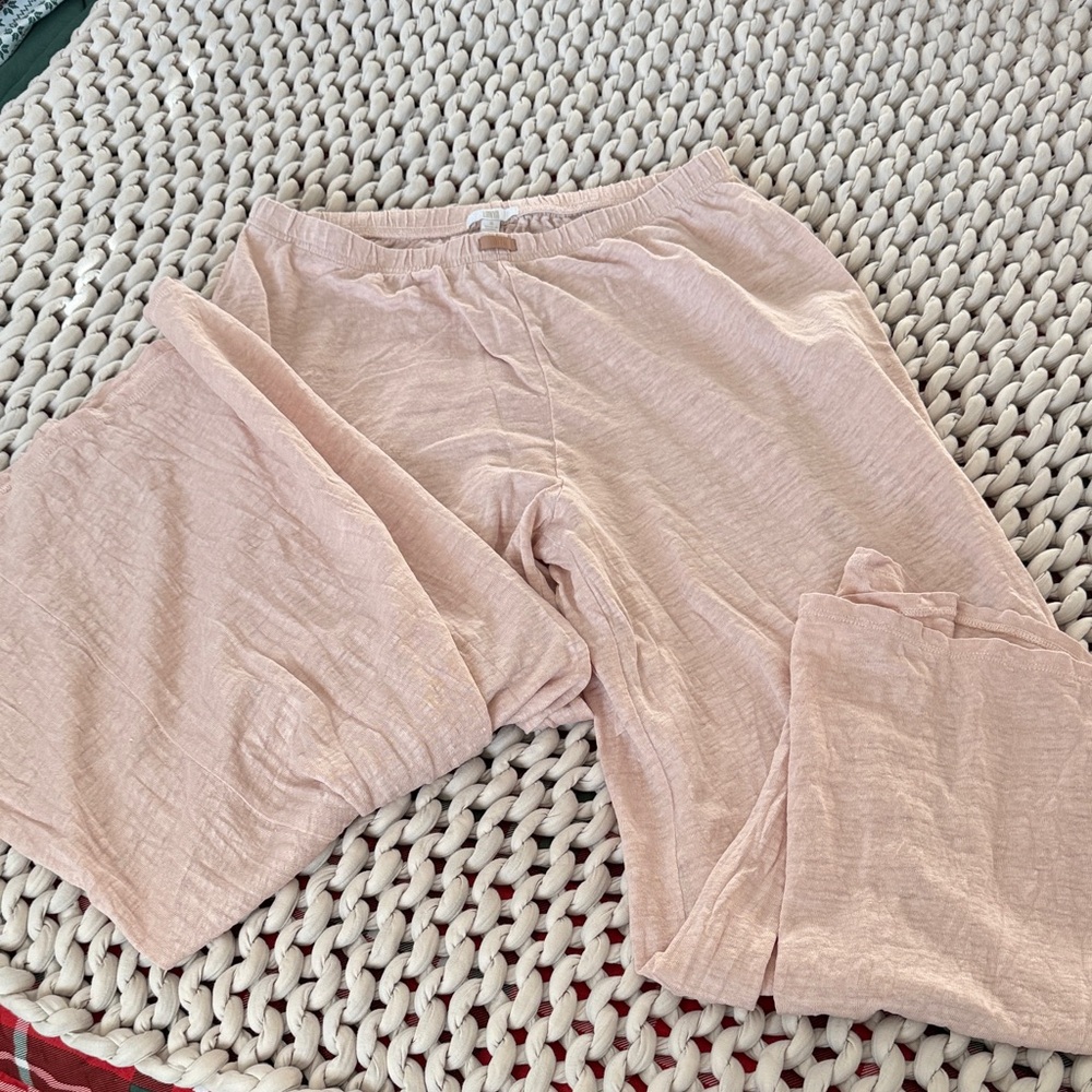 Lunya Blush Lounge Pants 100% Linen Wide Leg Small